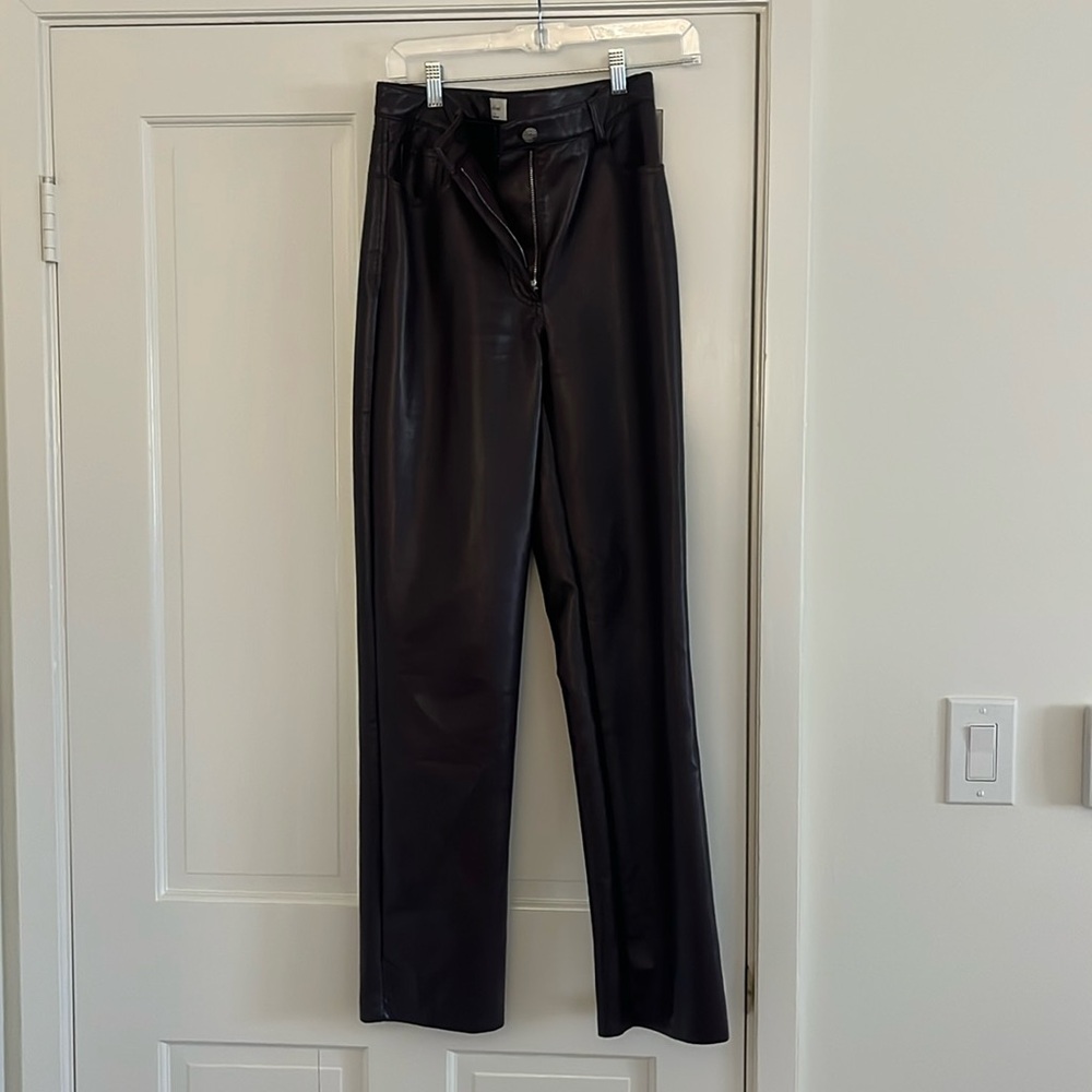 Maroon leather pants